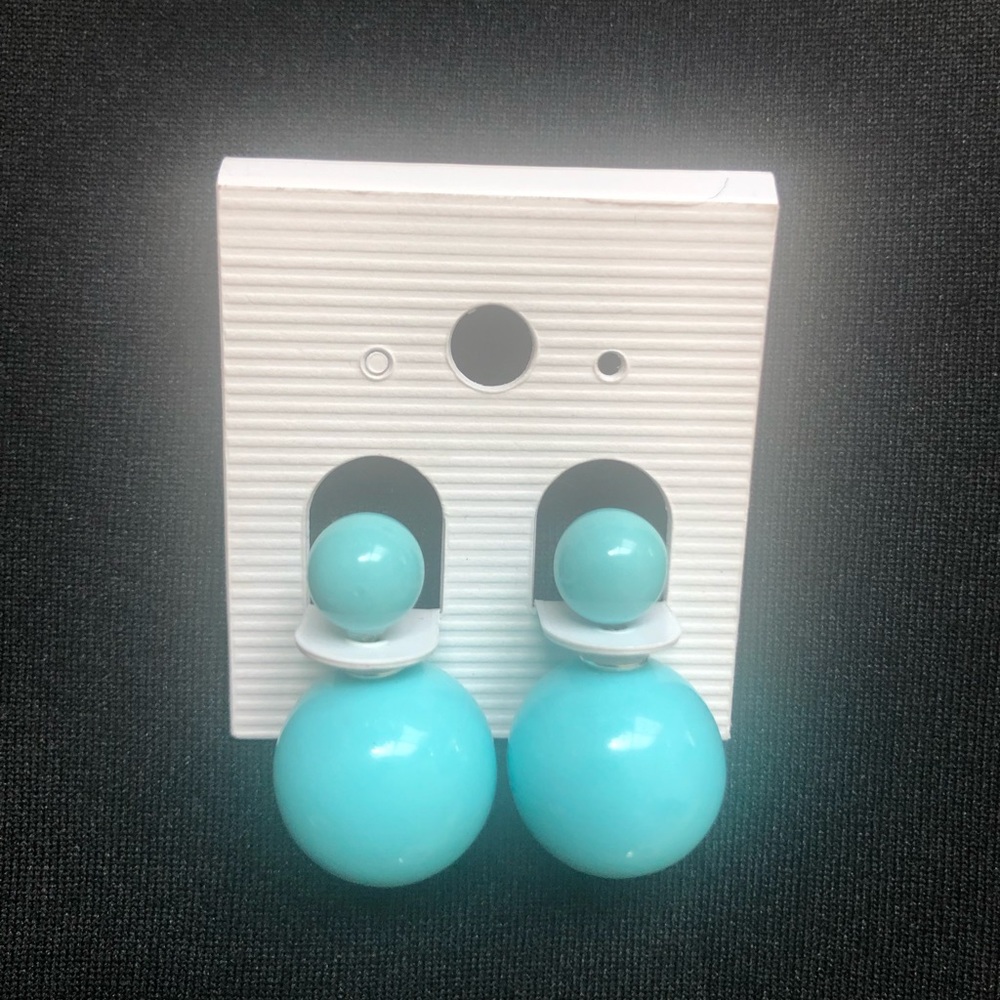 Baby Blue globe jacket earrings